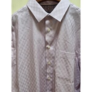 Egara Shirt Mens XL Purple Check Slim Fit Stretch Non Iron Long Sleeve Dress